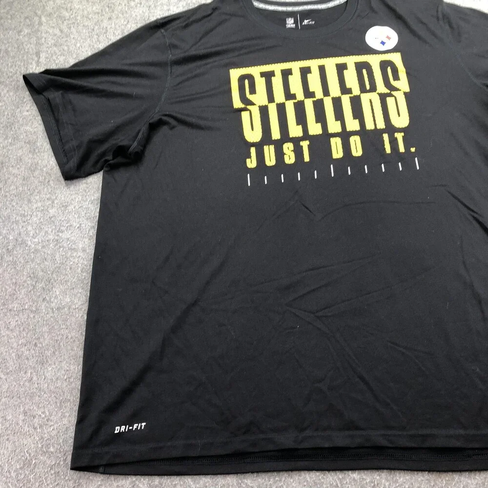 Pittsburgh Steelers Shirt Mens 3XL Black NFL Football Nike Dri Fit Just Do It